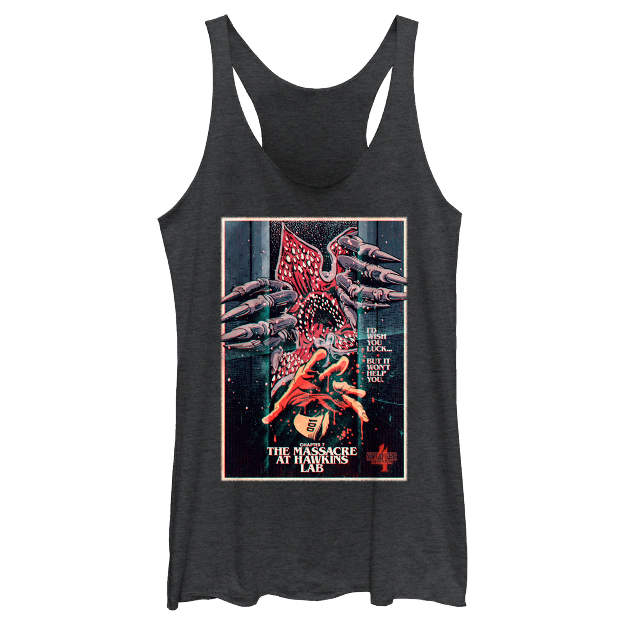 Women’S Stranger Things Retro Massacre At Hawkins Lab Racerback Tank Top