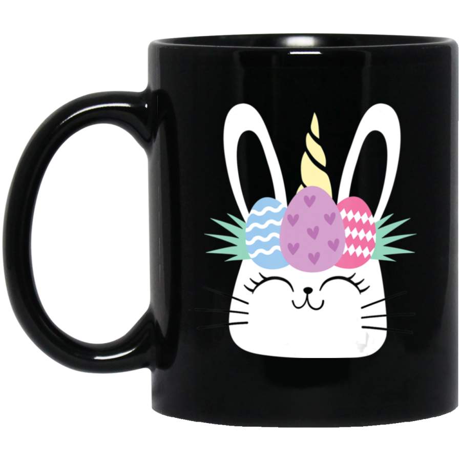 Cute Unicorn Easter Top Girl Easter Bunny Gifts 11oz 15oz Black Mug Happy Easter Day Funny Colors Eggs Bunny Ears Peeps Cute