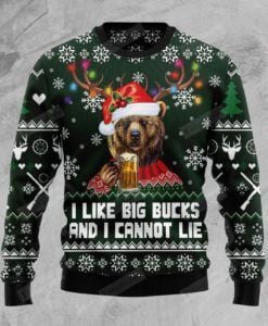 Bear Hunting And Beer Ugly Christmas Sweater, All Over Print Sweatshirt