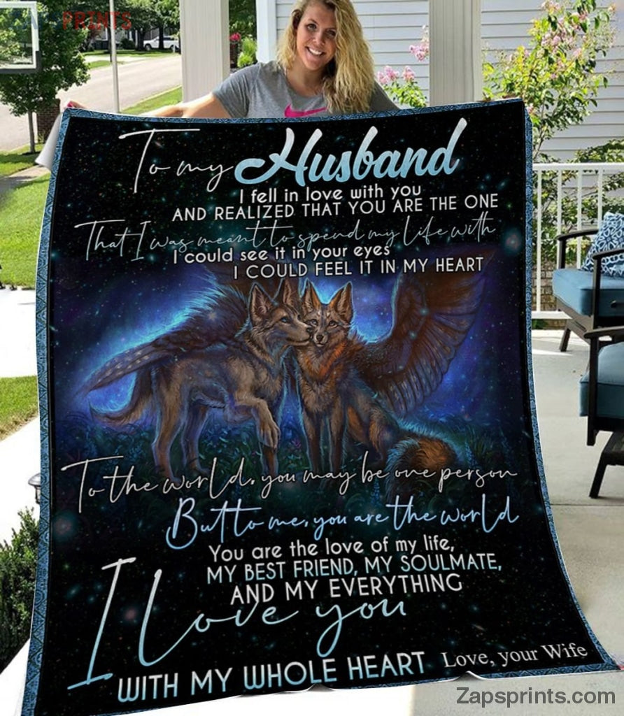 Gift For Husband – To My Husband – Wolf – With My Whole Heart – Blanket