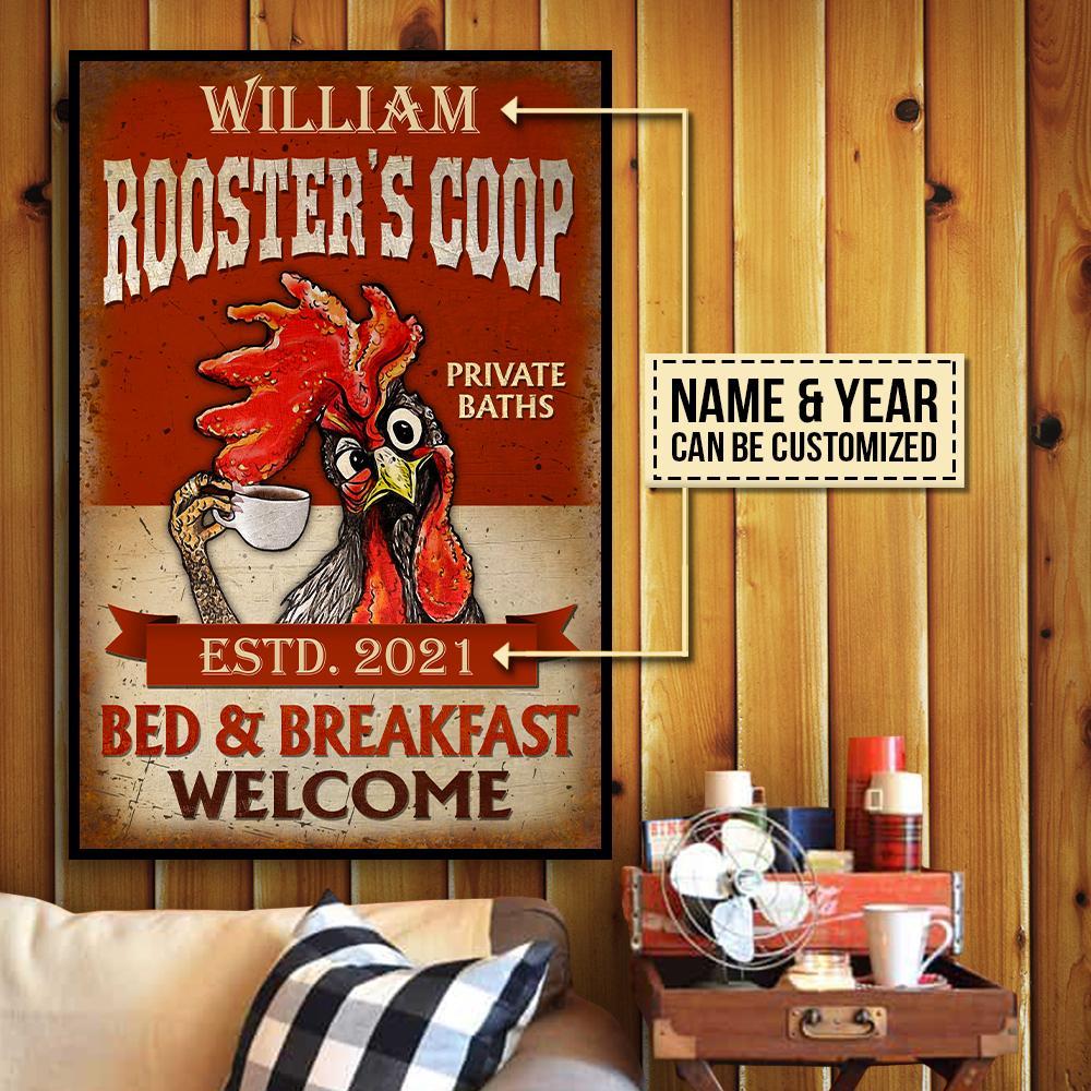 Aeticon Gifts Personalized Chicken Rooster Coop Canvas Mom Dad Gift Home Decor