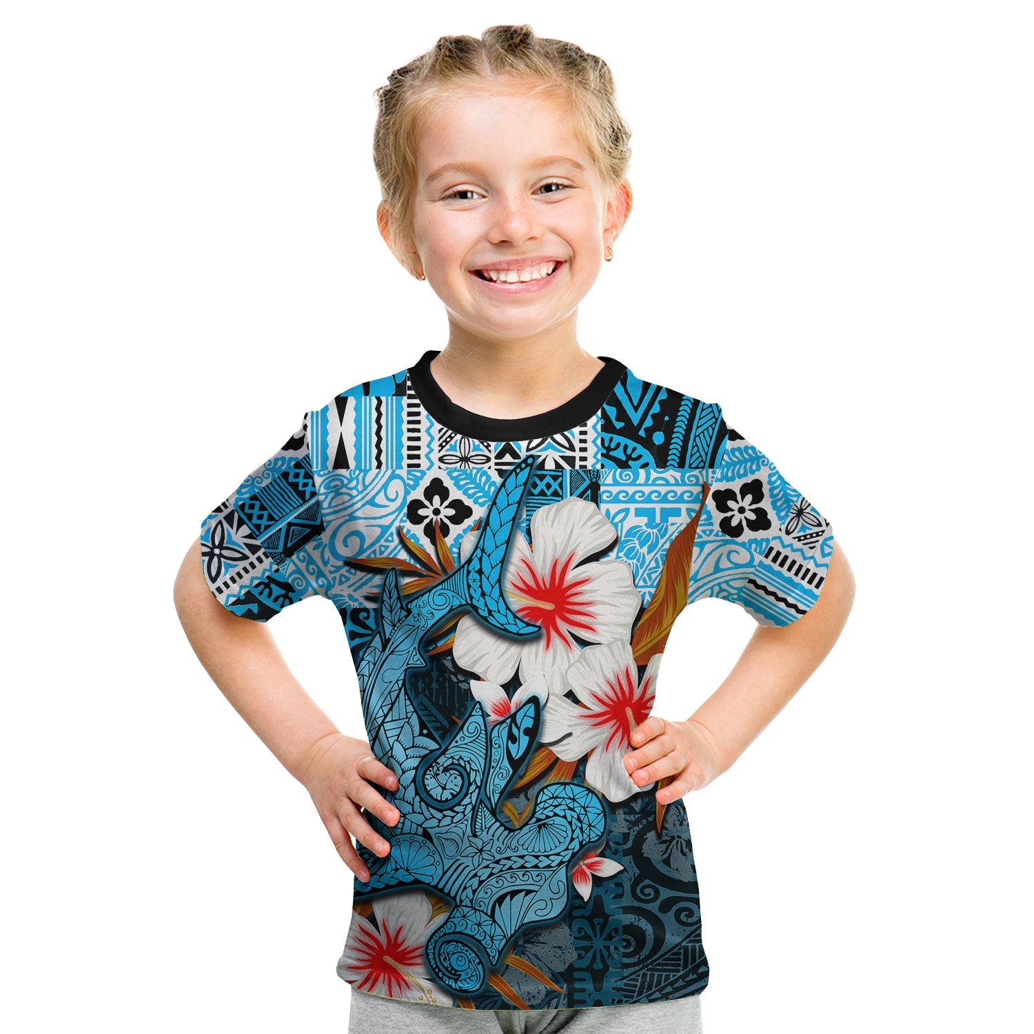 Hammerhead Shark T Shirt Kid Hawaiian Style Blue Ha33226