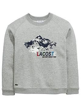 Lacoste Mountain Print Sweat Top In Grey Shirt