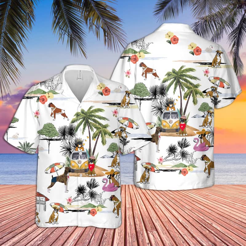 Unisex Boxer Beach Hawaii Print Aloha Short Sleeve Casual Shirt Ha65913