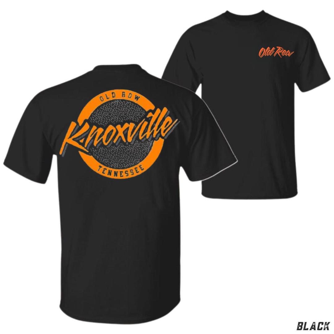 Old Row Knoxville, Tennessee Circle Logo 2 Sides Tee Vintage Menswear Cotton Top with Classic Fabric, Unisex Southern Graphics Tee for Volunteers and Local Pride