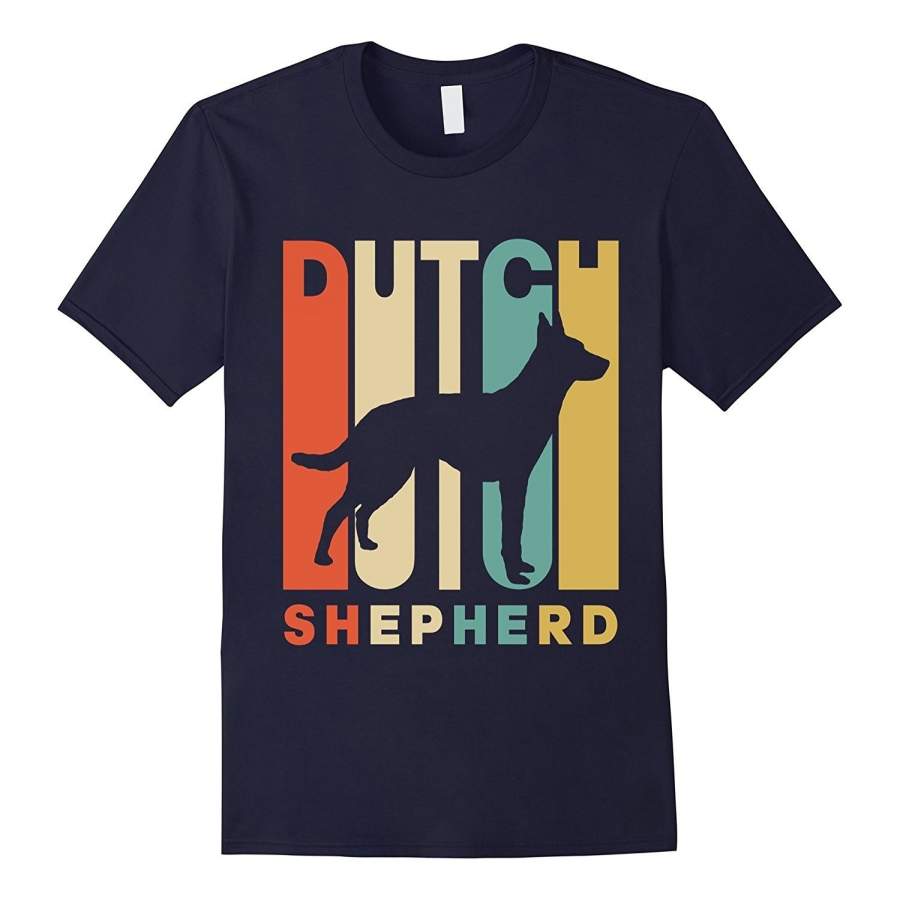 Vintage Style Dutch Shepherd Silhouette T-Shirt Men Graphic T-Shirt Casual T-shirt