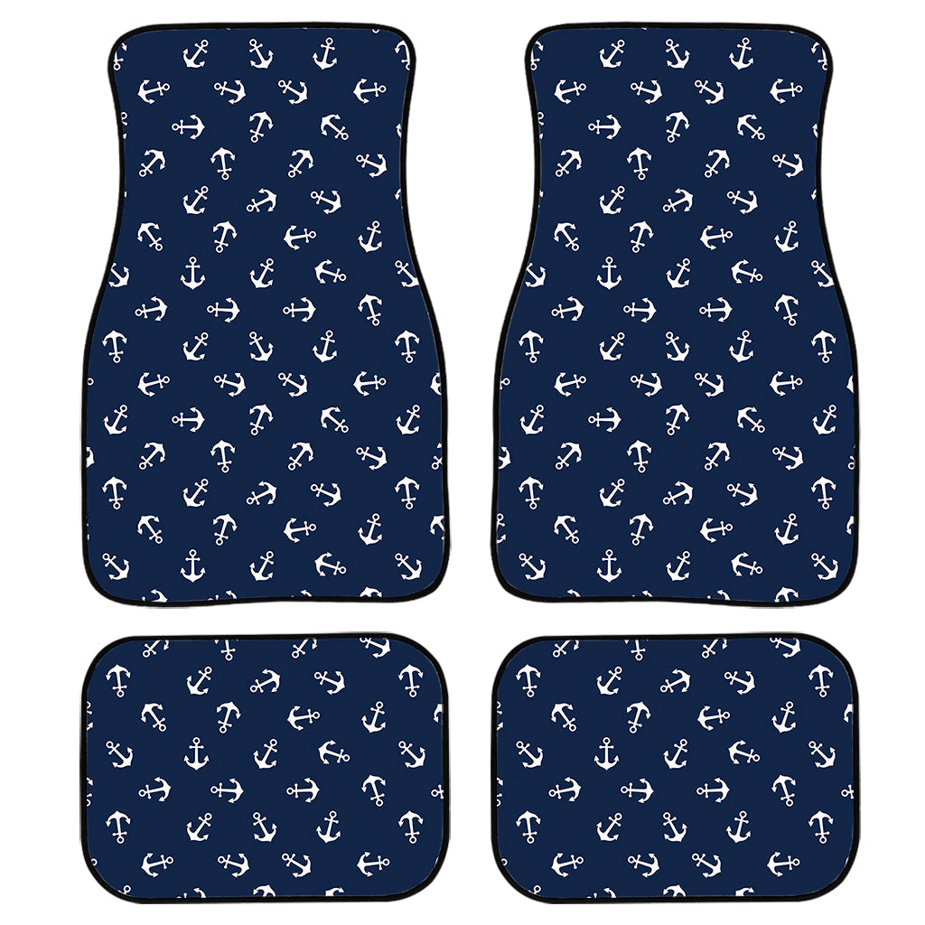 Blue And White Anchor Pattern Print Front And Back Car Floor Mats, Front Car Mat