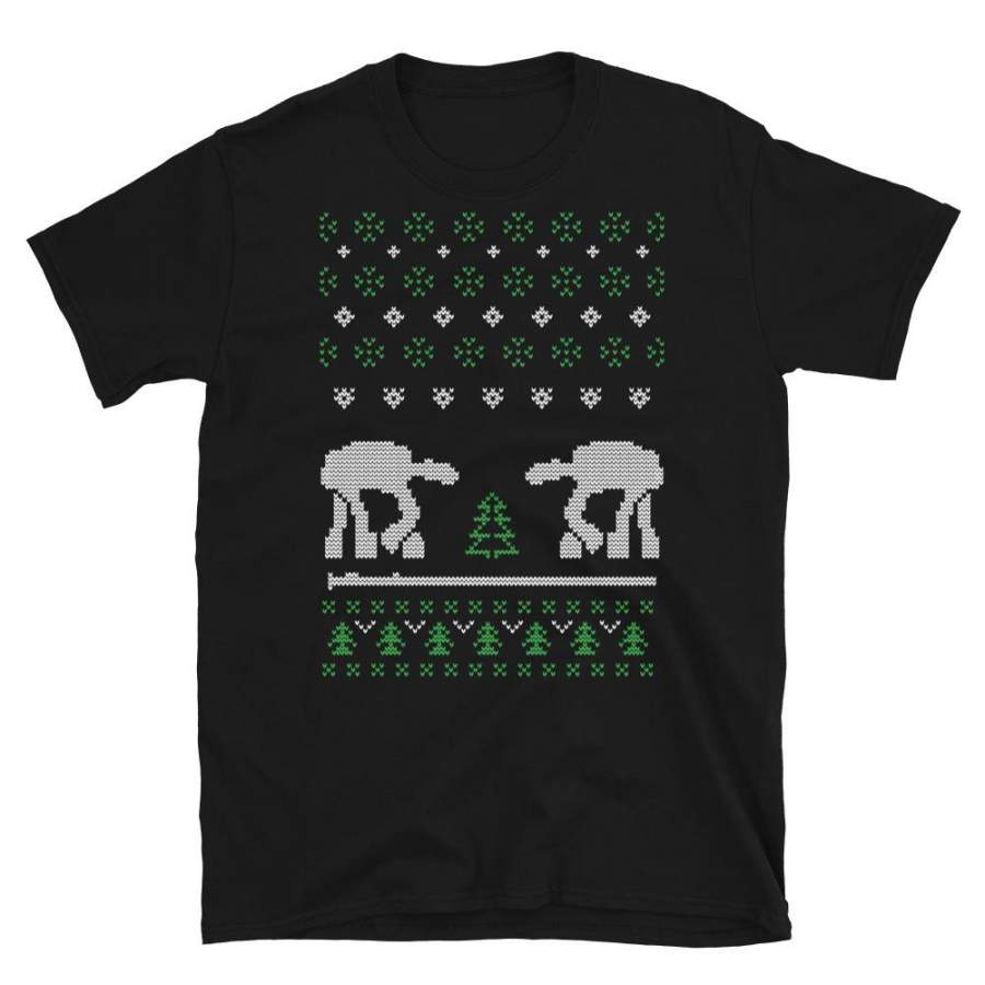 AT AT Robot  Ugly Sweater Design Short-Sleeve Unisex T-Shirt