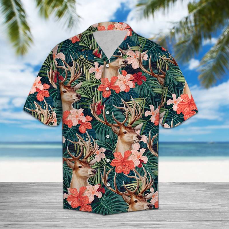 Deer Flower Hawaiian Shirt Ha23593