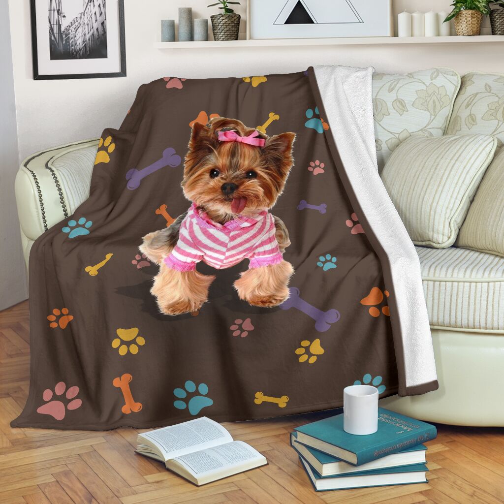 Yorkshire Terrier Brown And Color Decor Photo Blanket Kids Gift Ideas