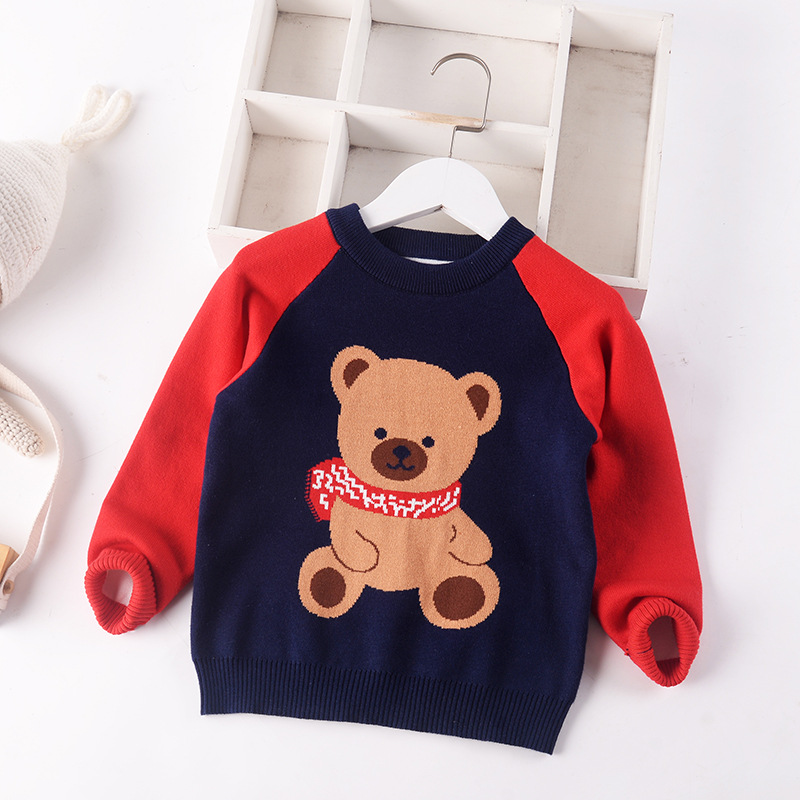 Boys Knitted Sweater Spring Toddler Sweater Baby Boys Cartoon Bear Outwear Children Clothes Kids Girls Pullover Knitwear Jacket alx