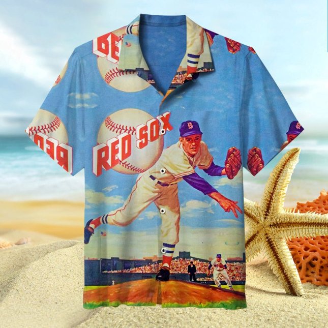 Boston Red Sox Vintage Hawaiian Shirt Pitcher