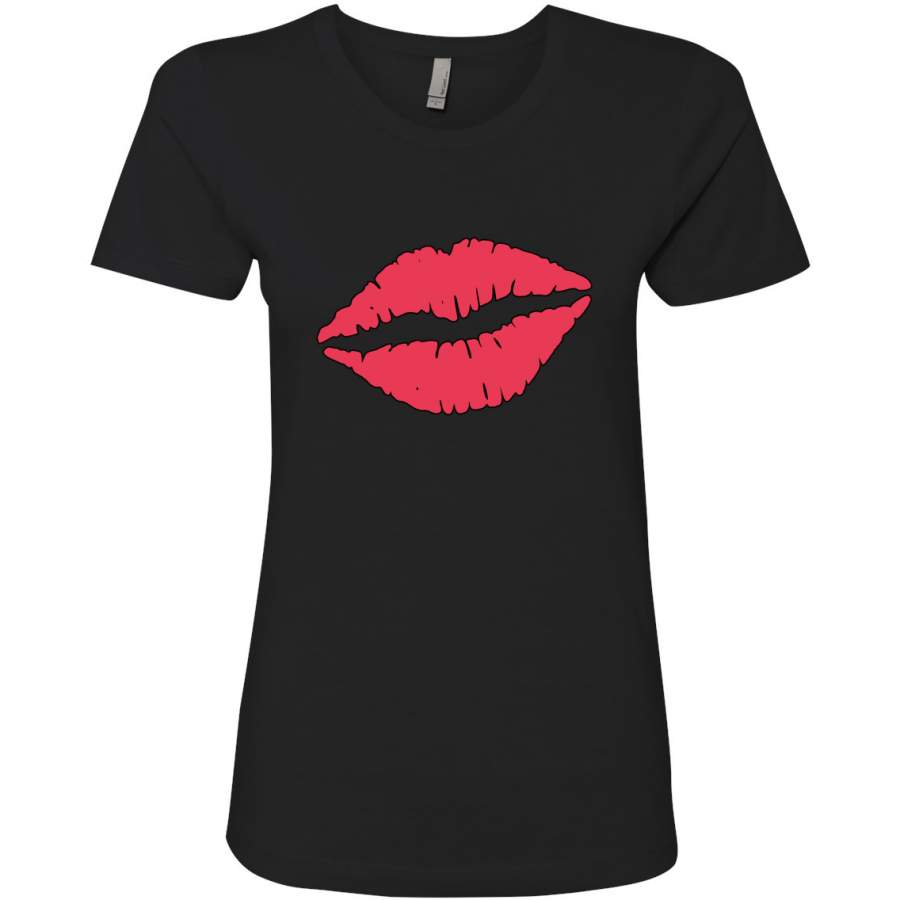 Classic Retro Vintage Pink Lips Valentine’s Day Womens Premium Graphic T-Shirt