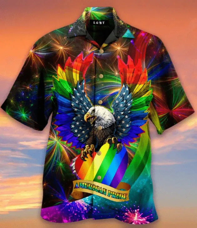 Lgbt Hawaii Shirt Rainbow Color Eagle American Pride Aloha Ha93879