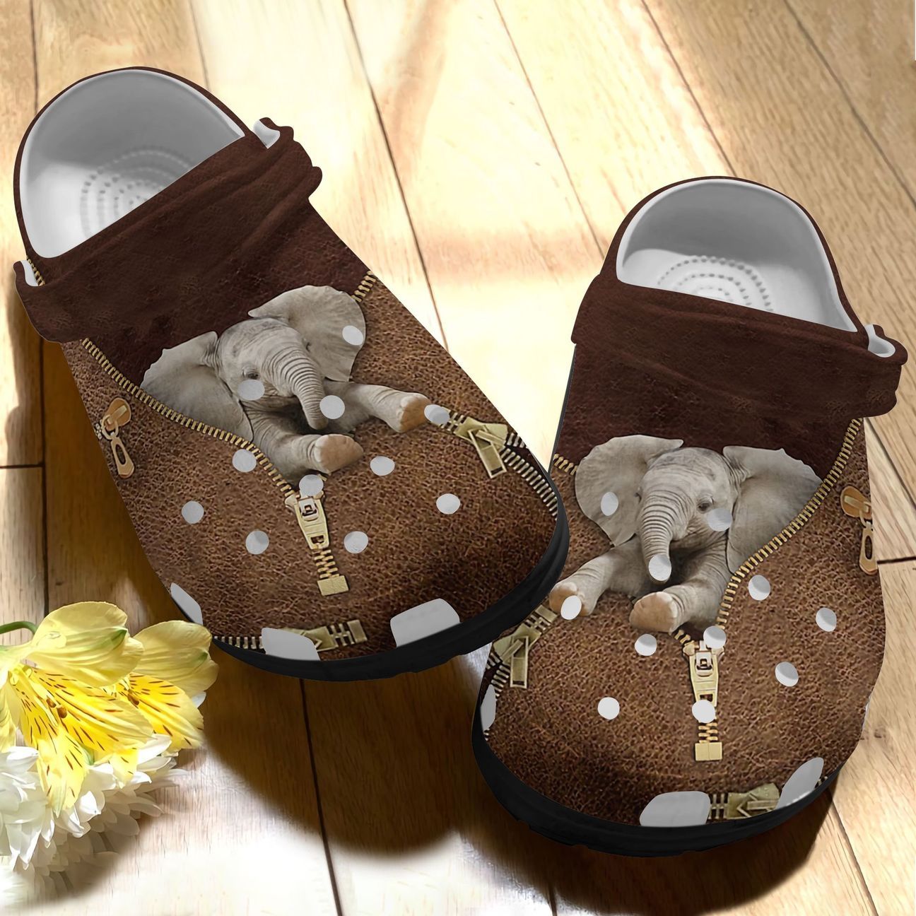 Elephant Personalized Clog, Custom Name, Text, Color, Number Fashion Style For Women, Men, Kid, Print 3D Elephant In Zip