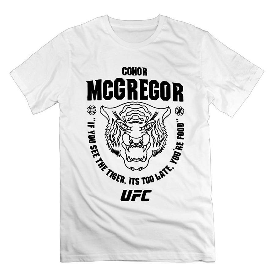 Conor McGregor 202 Tiger Food Man’s T-Shirt Casual Short Sleeve Men’s Fitness T Shirt- White