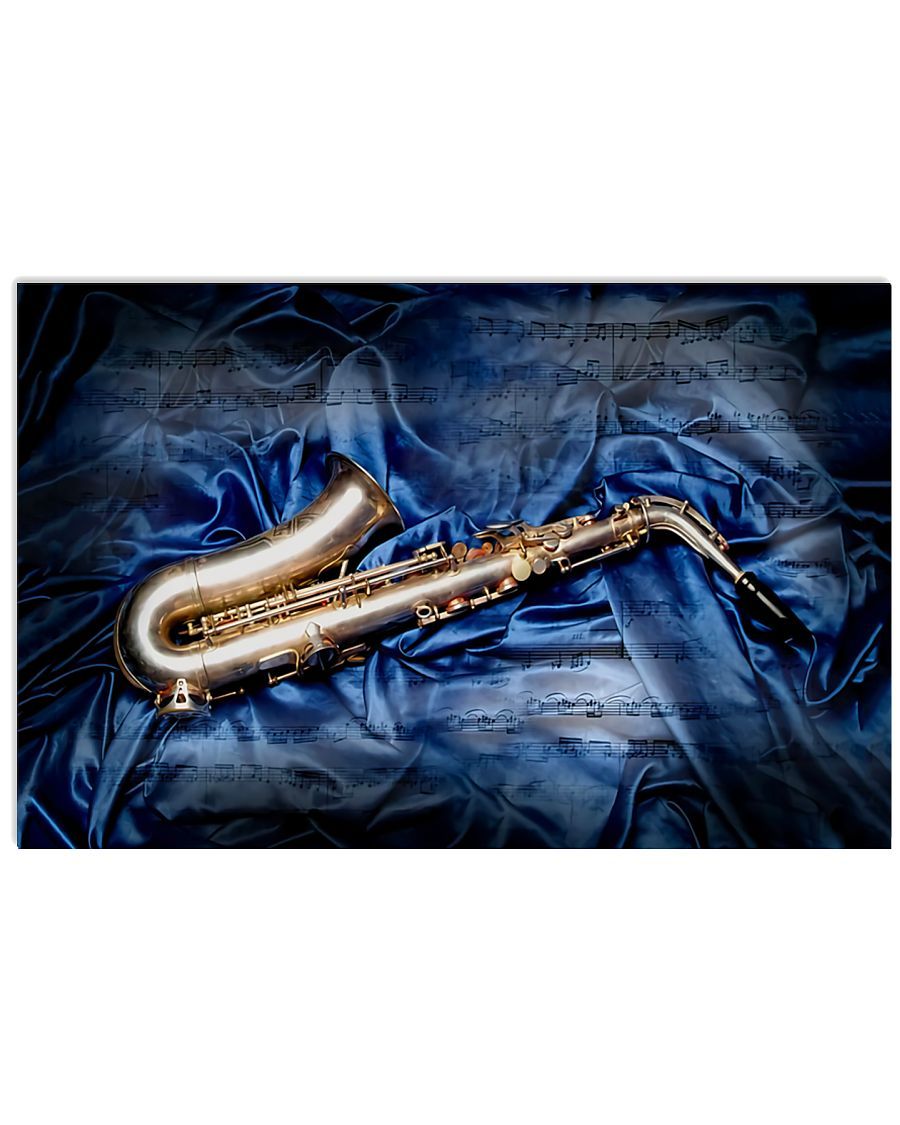 Saxophone In Blue Horizontal Canvas And Poster | Wall Decor Visual Art