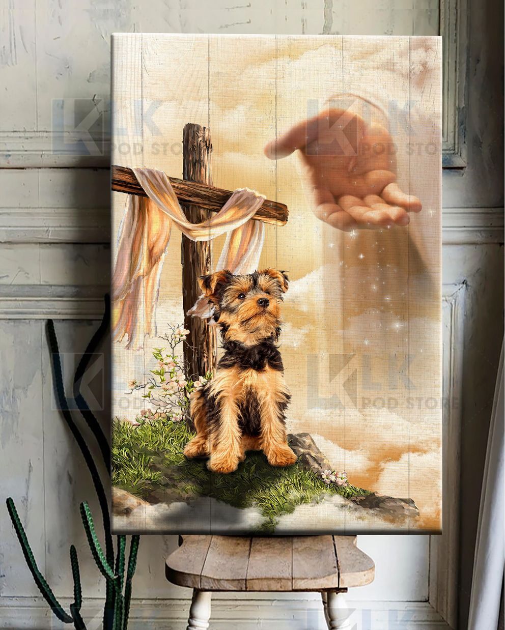 YORKSHIRE TERRIER – CANVAS Look Up God [ID3-N] | Framed, Best Gift, Pet Lover, Housewarming, Wall Art Print, Home Decor