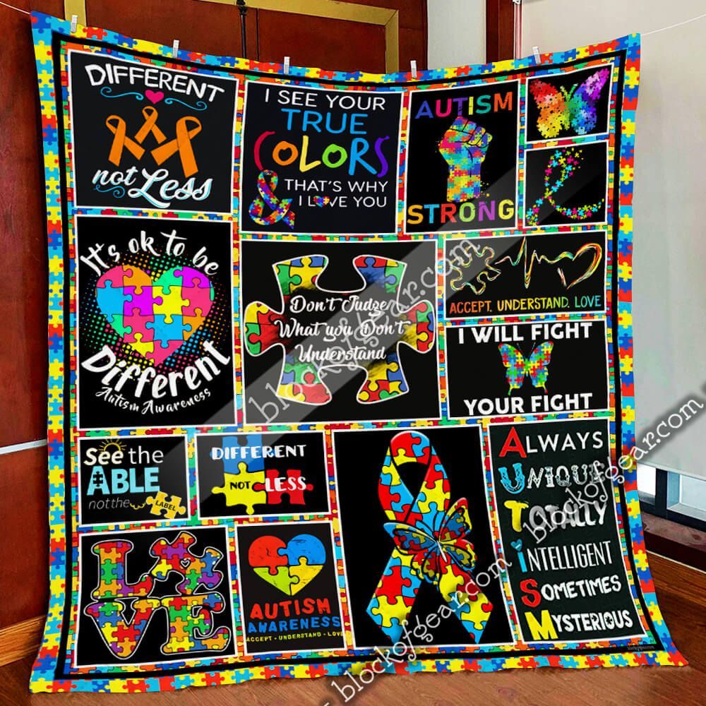 Autism Awareness Quilt Blanket