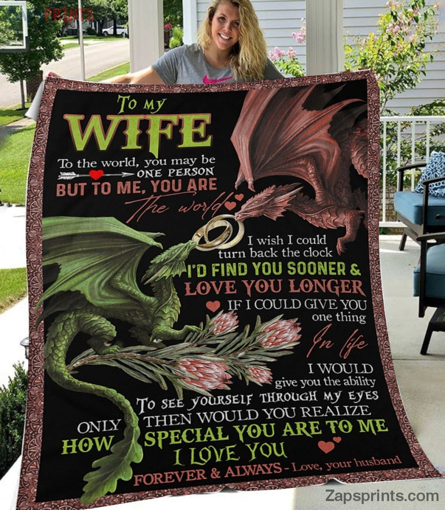 Gift For Wife – To My Wife – Dragon – Love You Longer – Blanket