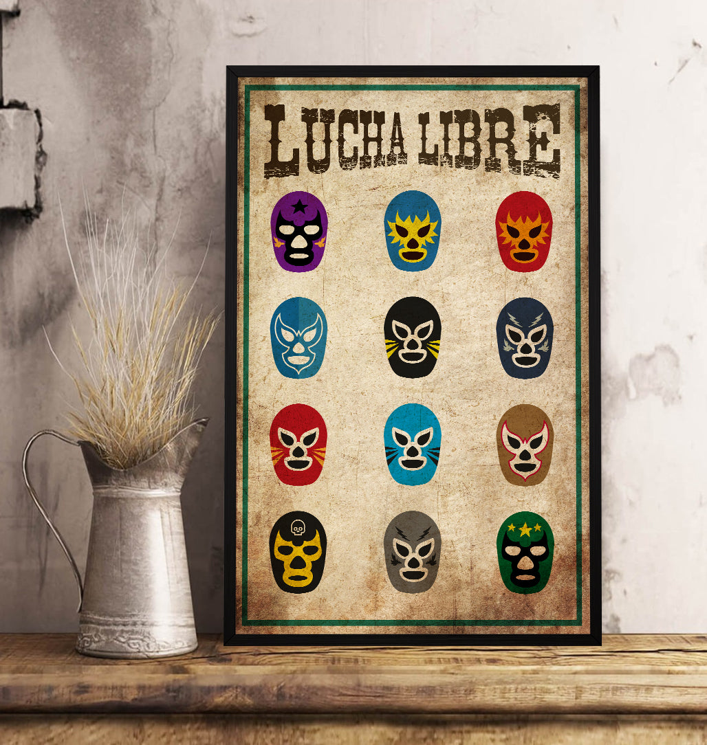 Lucha Libre Mask Vintage Standard Poster/ Mexican Luchador Vintage Decoration