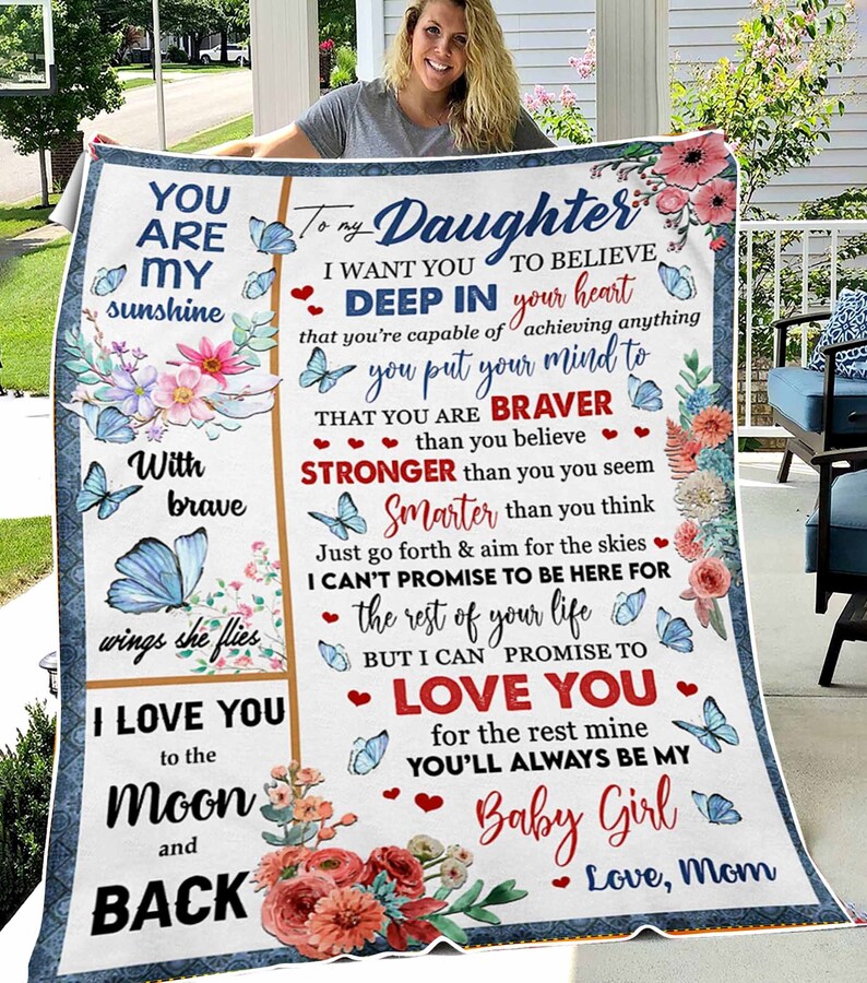 Meaningful Letter Floral Blanket To My Daughter Gift From Mom, Birthday Christmas Blanket Gift For Daughter From Mom