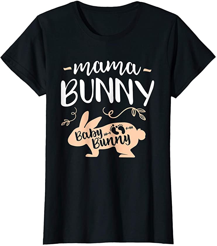 Womens Easter Mama Bunny Shirt Women Mom Pregnancy Announcement T-Shirt