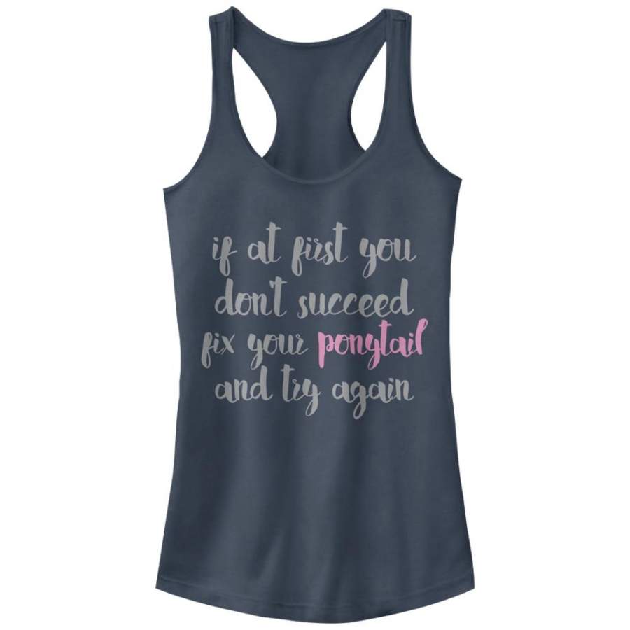 CHIN UP Junior’s Fix Your Ponytail  Racerback Tank Indigo