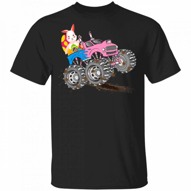 Bunny Riding Monster Truck Easter Eggs Funny Easter Biker Gifts T-Shirt