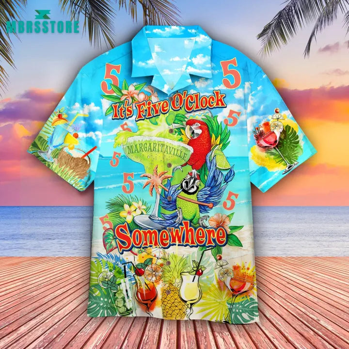 Parrot Its 5 Oclock Somewhere Hawaii Shirt Drinking Bean Bags Hawaii Ha4577