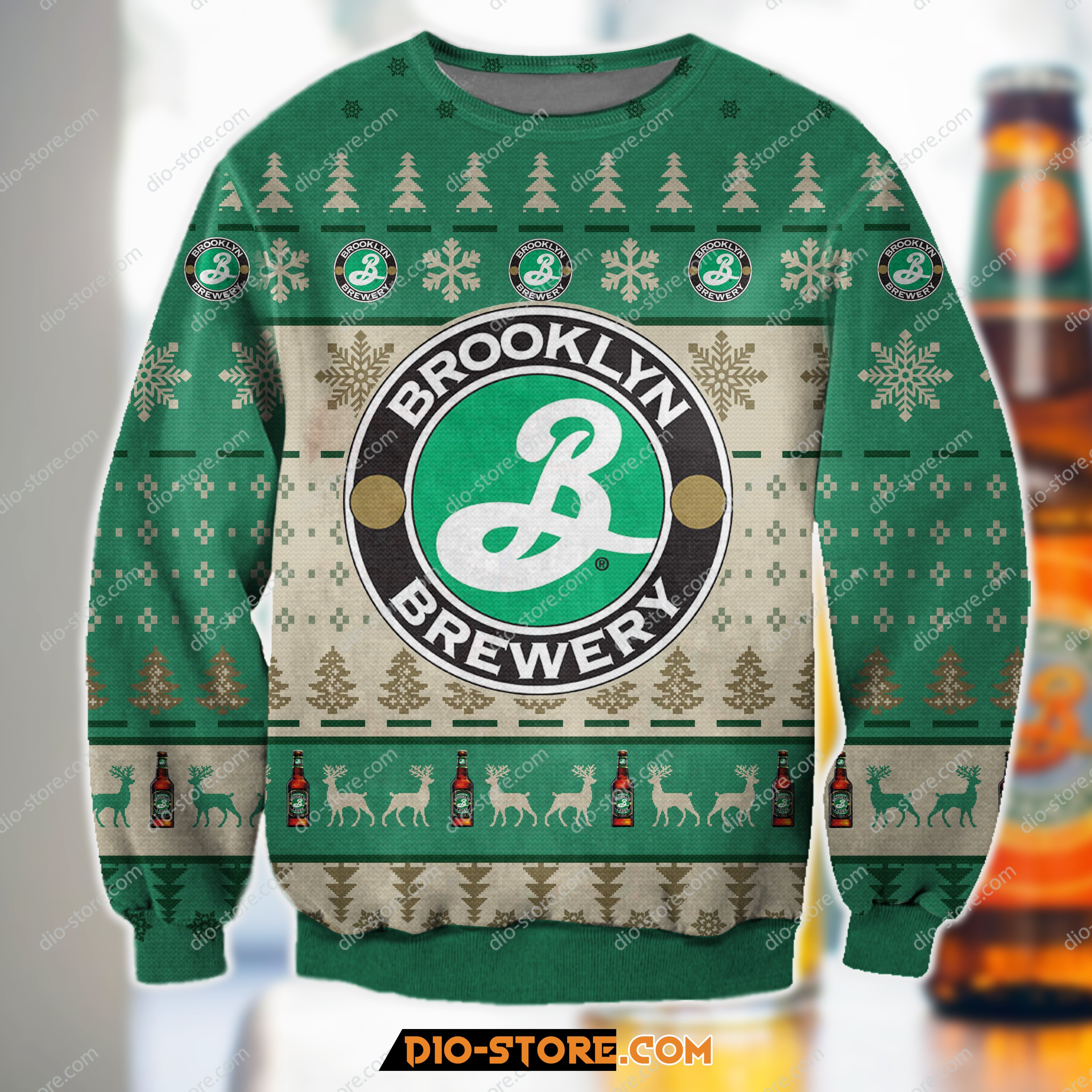 3D Print Knitting Pattern Brooklyn Lager Ugly Christmas Sweater Hoodie All Over Printed Cint10282