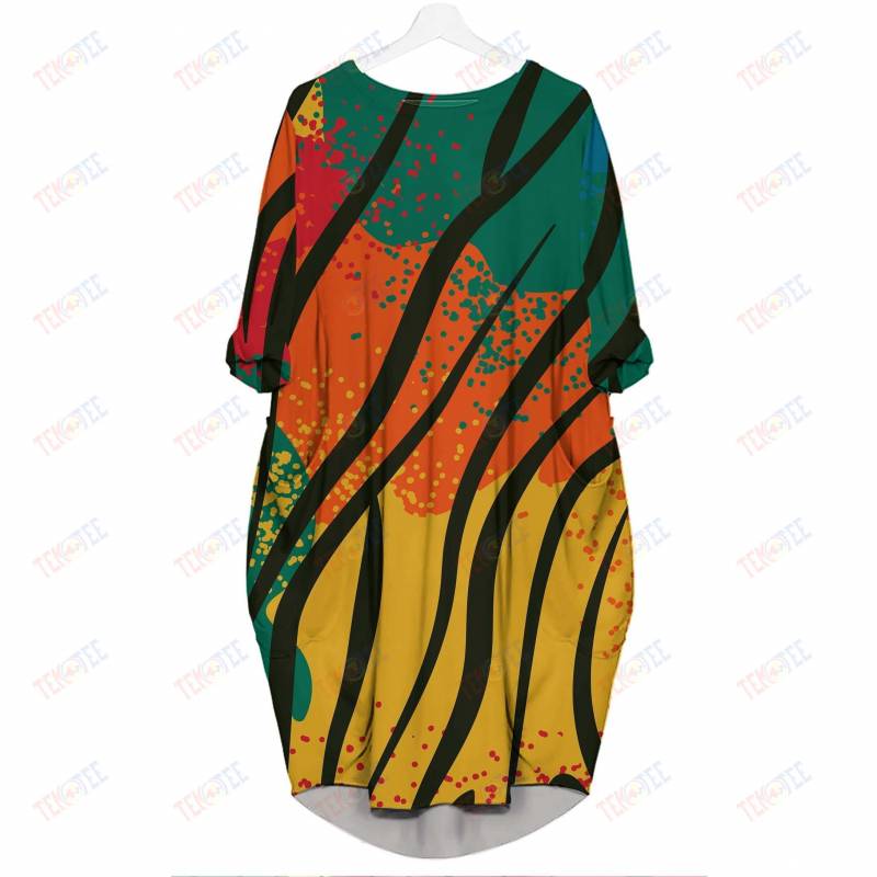 Temotee African Fabric Animal Skin 1 – Black Woman 3D Pocket Dress Afro Girl Shirt African American Woman Gift Idea TMT2973