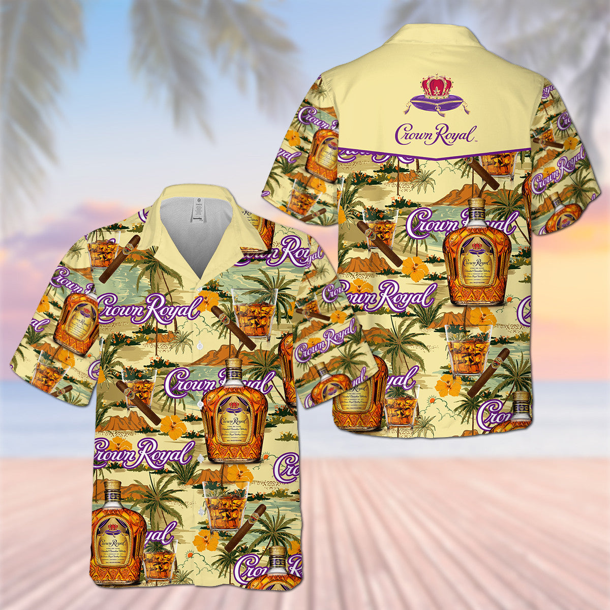 Crown Royal Canadian Whisky Palm Tree Hawaii Shirt Ha32200