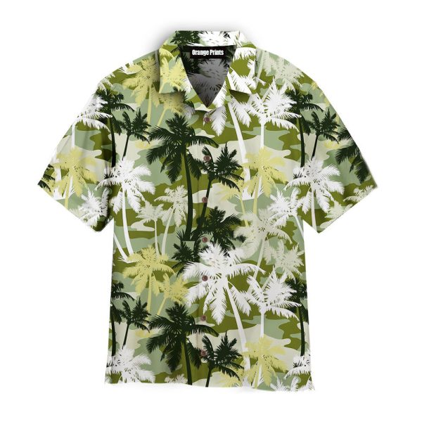 Palm Tree Silhouettes On Camouflage Pattern Hawaii Shirt For Men Women Ha90282