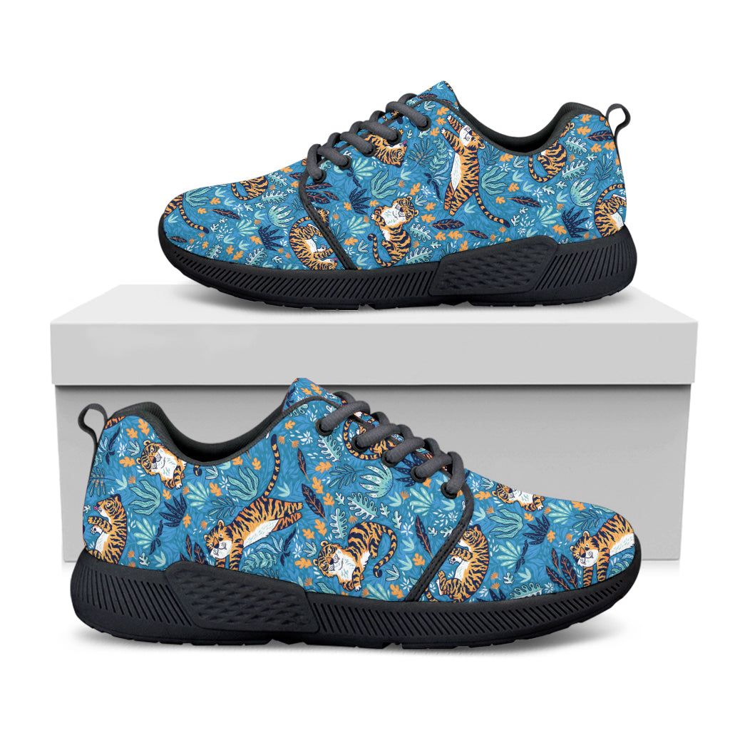 Cartoon Tiger Pattern Print Black Athletic Shoes