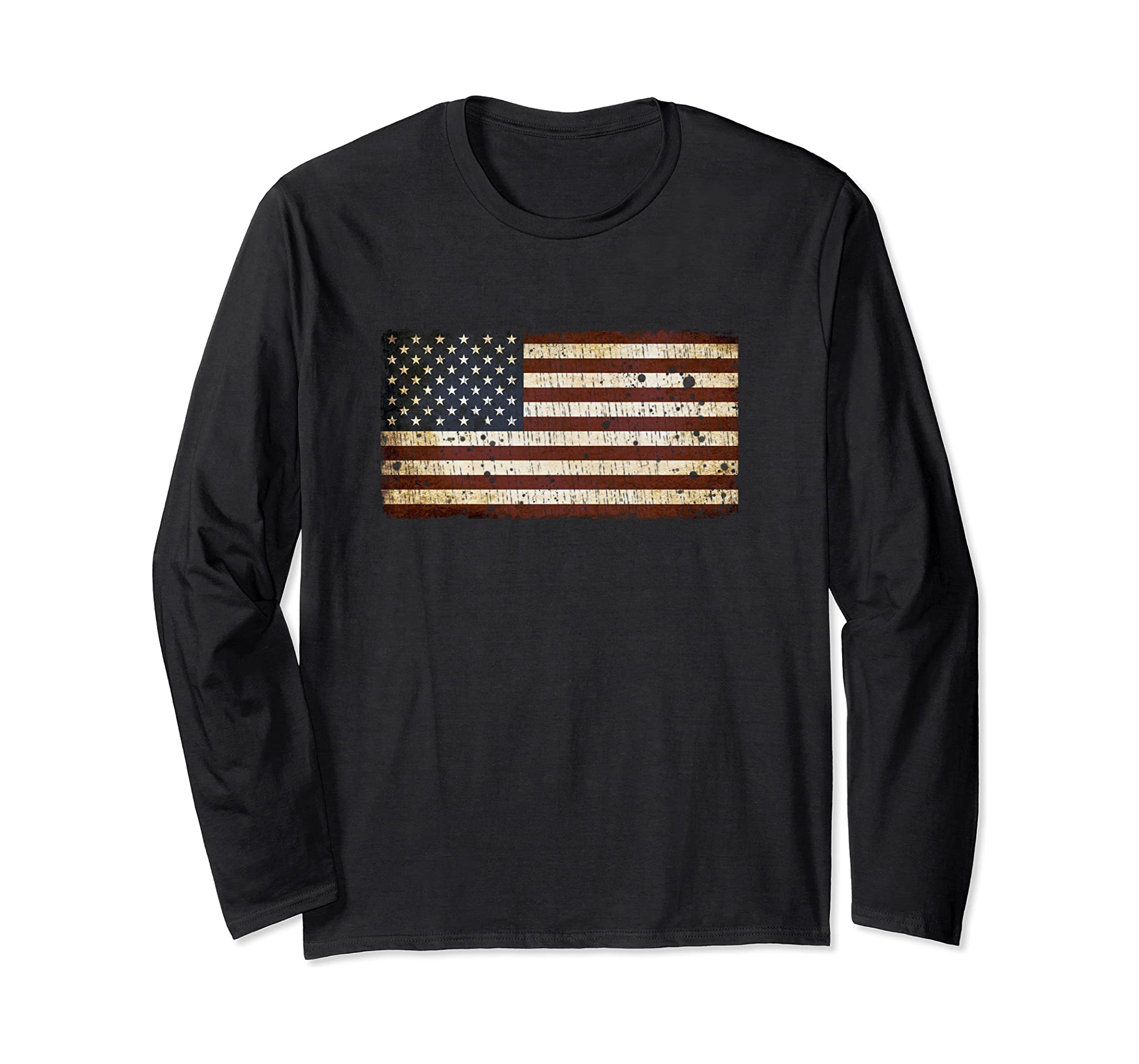 Vintage Retro USA US Flag Independence Day July 4th Long Sleeve T-Shirt