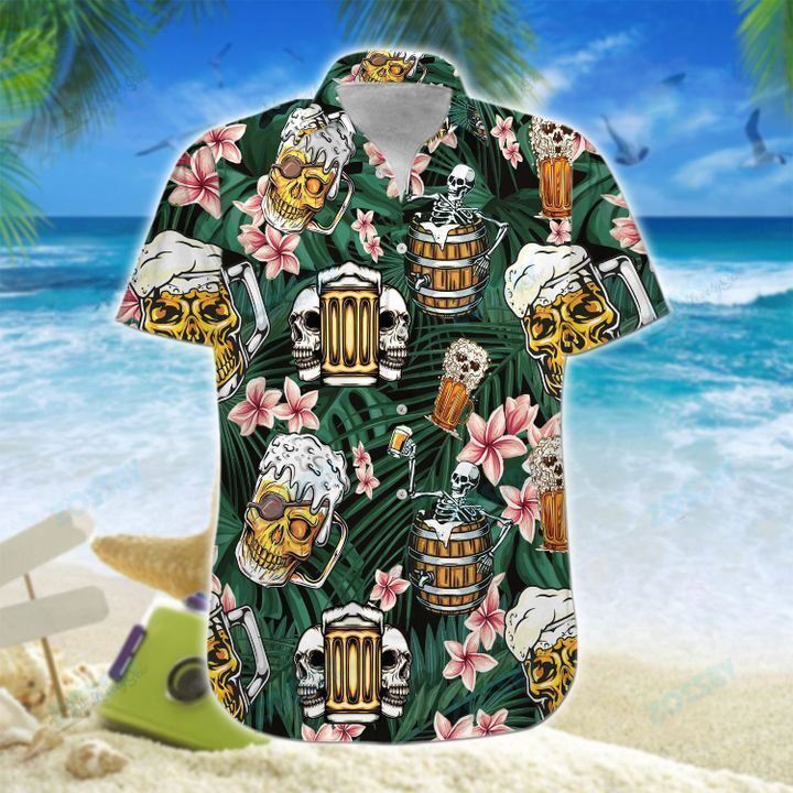 Skull Beer Hawaiian Shirt - TattoosCafe
