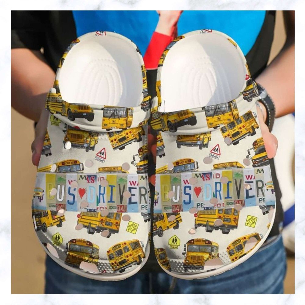 Bus Driver License Plate Rubber Crocs Clog Shoes Comfy Footwear
