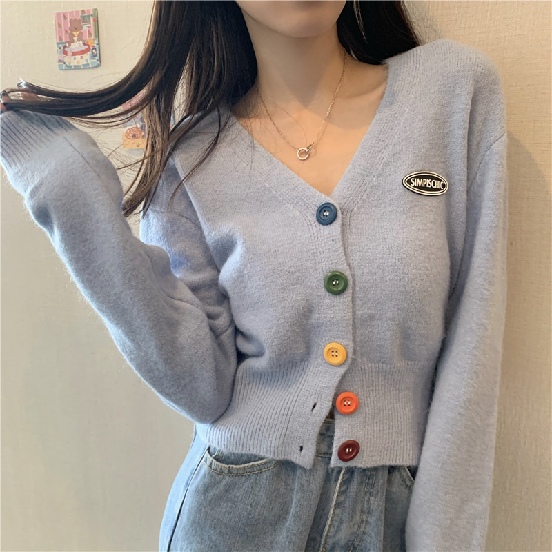 Cardigan Womens Solid Knitted Sweaters Leisure All-Match Korean Style Loose Elegant Students Fashion Female Soft New Vlentton alx