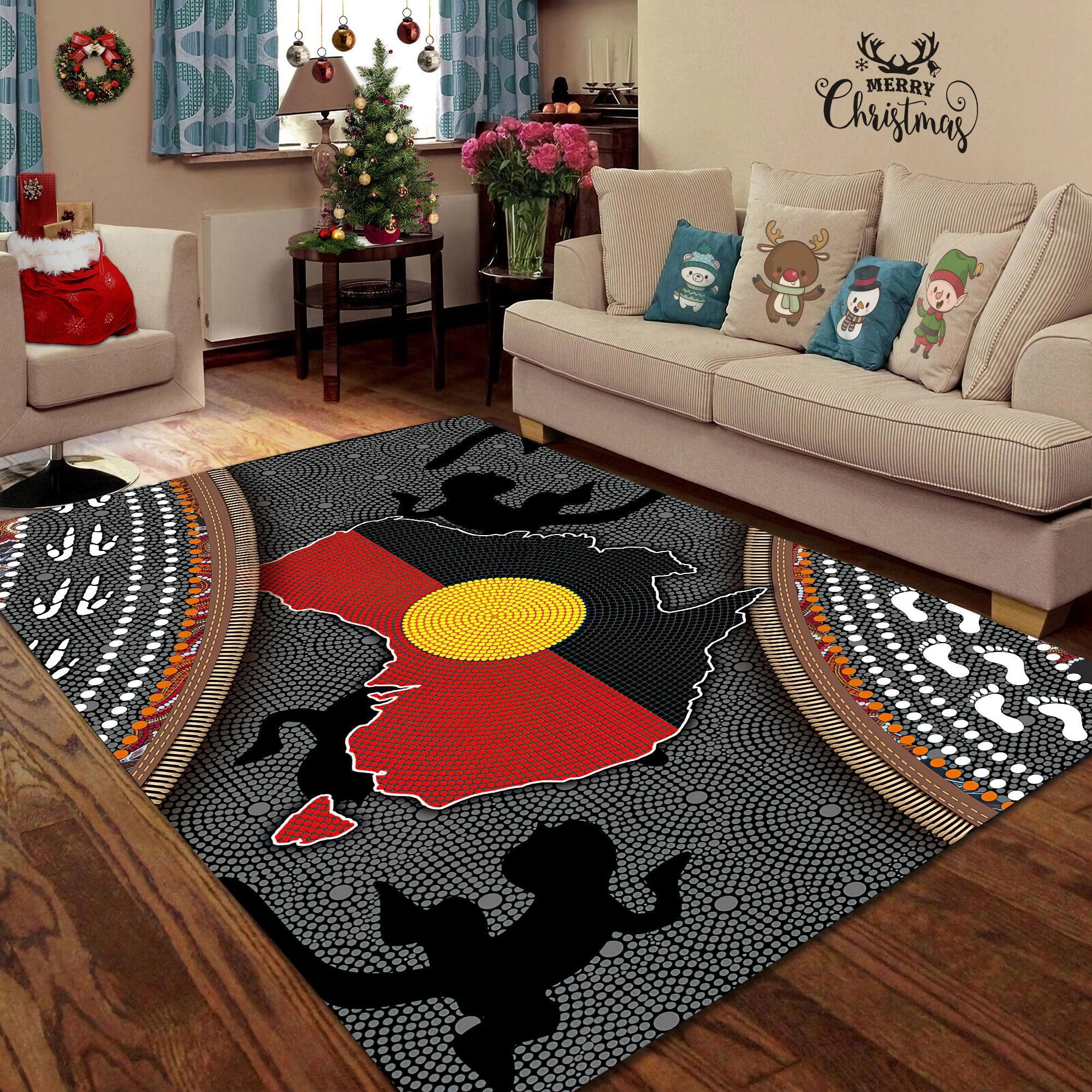 Aboriginal Dots Zip Pattern 3D Design Printed Rug