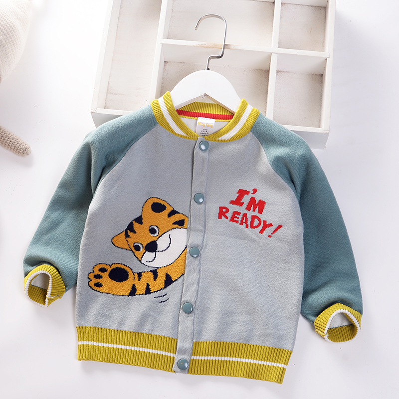 Baby Boys Sweater Cardigan Coat 2022 Autumn Winter Children Sweaters Kids Knit Clothes Cartoon Color contrast Toddler Sweaters alx