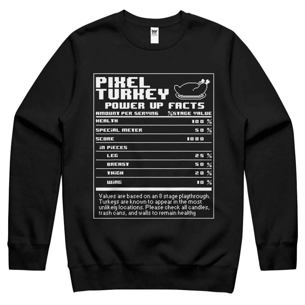 Nutritional Facts Shirt, Gamer Nutrition Facts Shirt, Turkey Nutritional Facts Pixel Classic Gamer Crewneck Sweatshirt