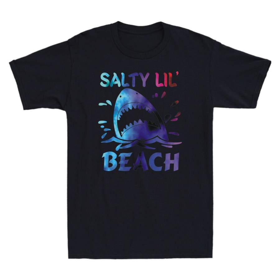 Shark Salty Little Beach Funny Shark Graphic Men’s Cotton Short Sleeve T-Shirt