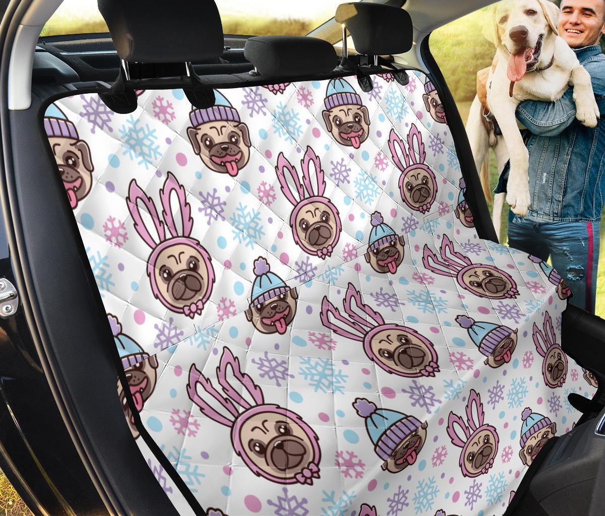 Cute Pug Hat Rabbit Costume Pattern Dog Car Seat Covers