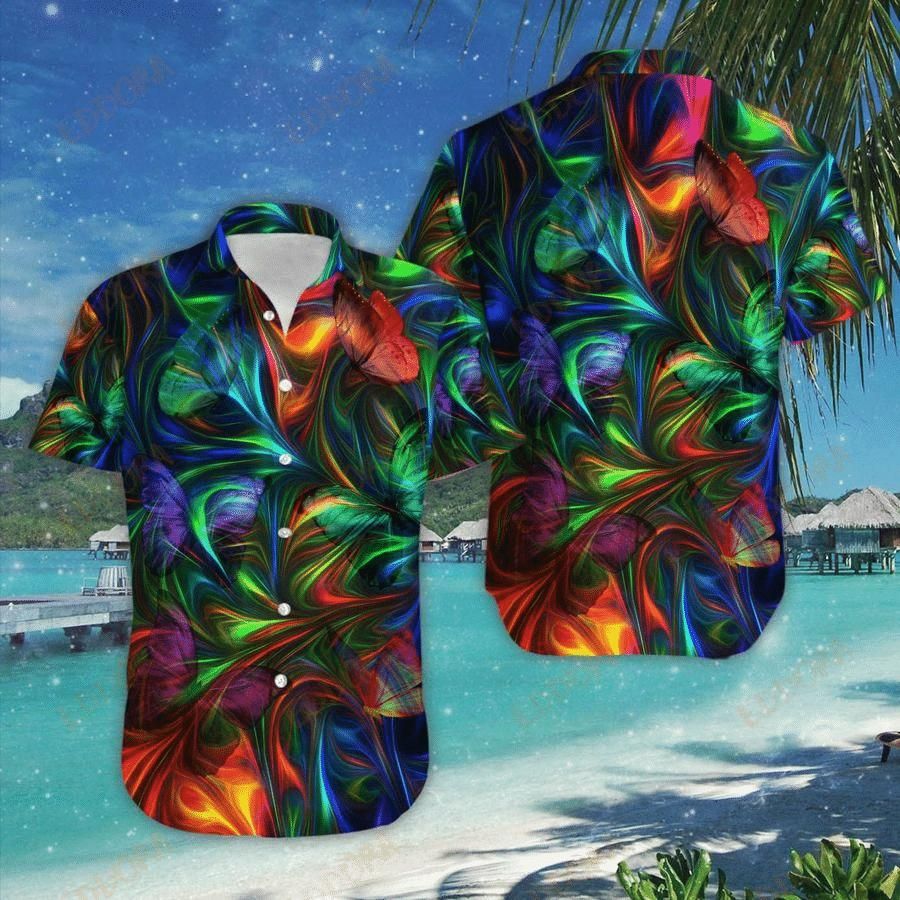 Amazing Butterfly Aloha Hawaiian Shirt Colorful Short Sleeve Summer Beach Casual Shirt For Men And Women