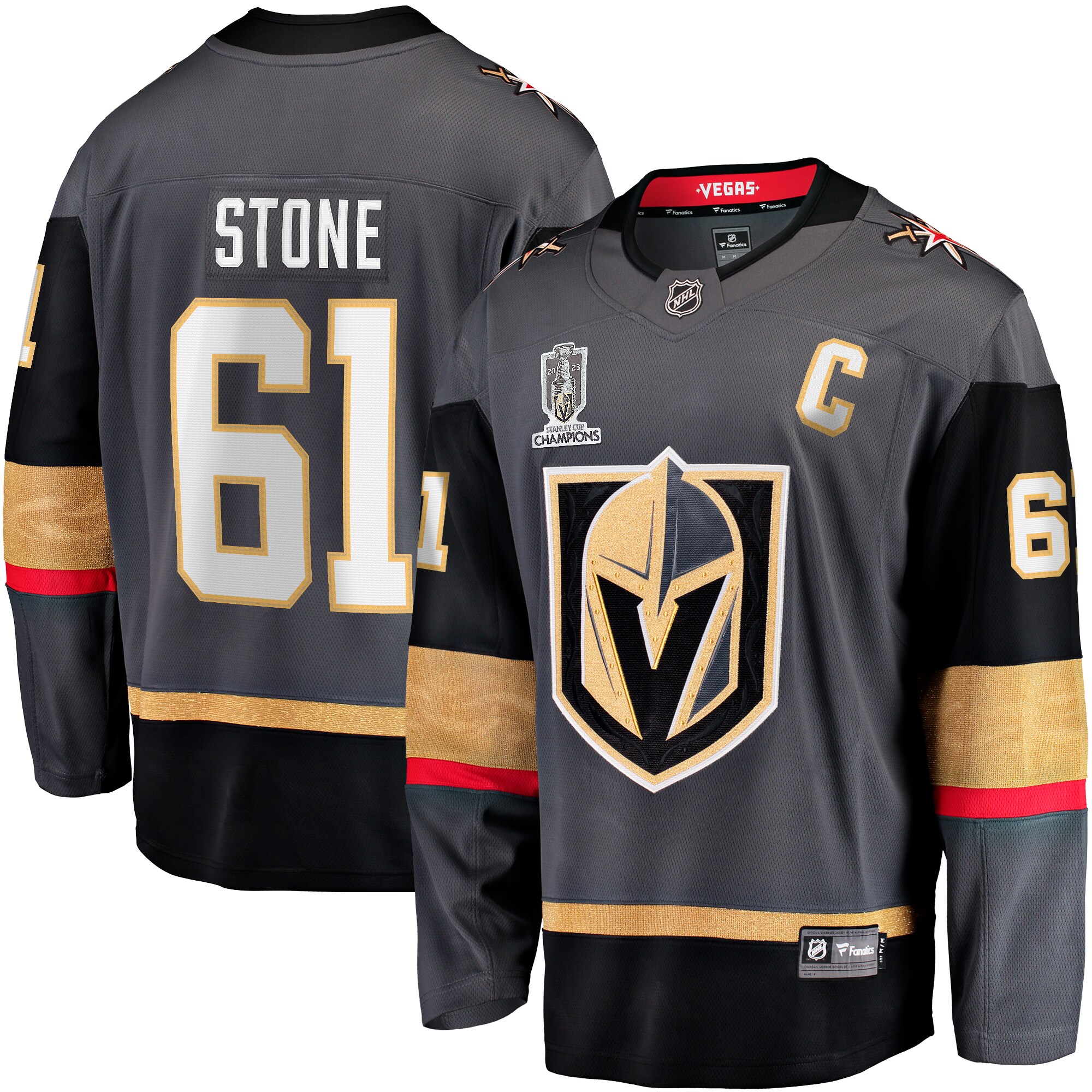 Men's Vegas Golden Knights Mark Stone Black 2023 Stanley Cup Champions Alternate Breakaway Player Jersey