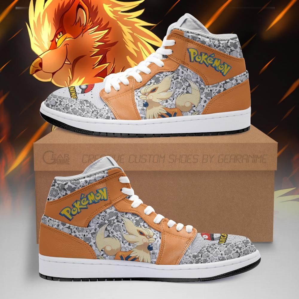 Arcanine Sneakers Cute Pokemon Anime Shoes Fan PT04 Jordan Sneaker