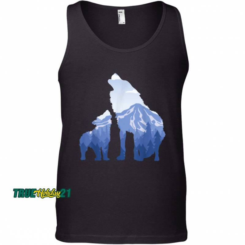 Wolf and Puppy  Mountains Nature Wilderness Winter Sports Tank Top