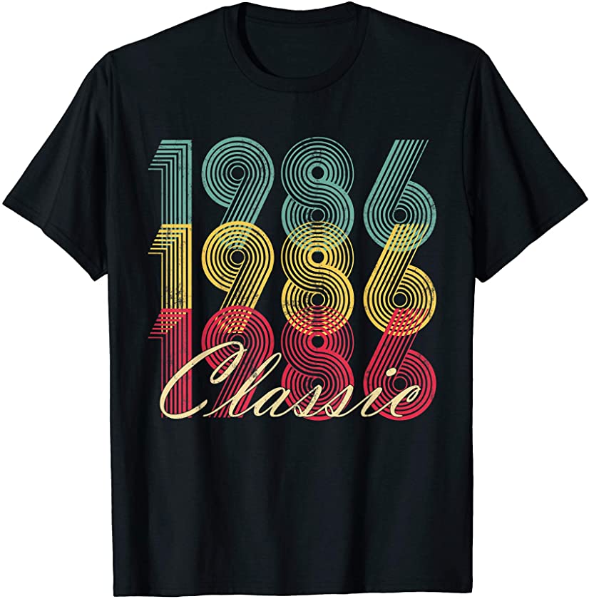 35th Birthday Gift Vintage 1986 Classic Men Women Retro Born T-Shirt