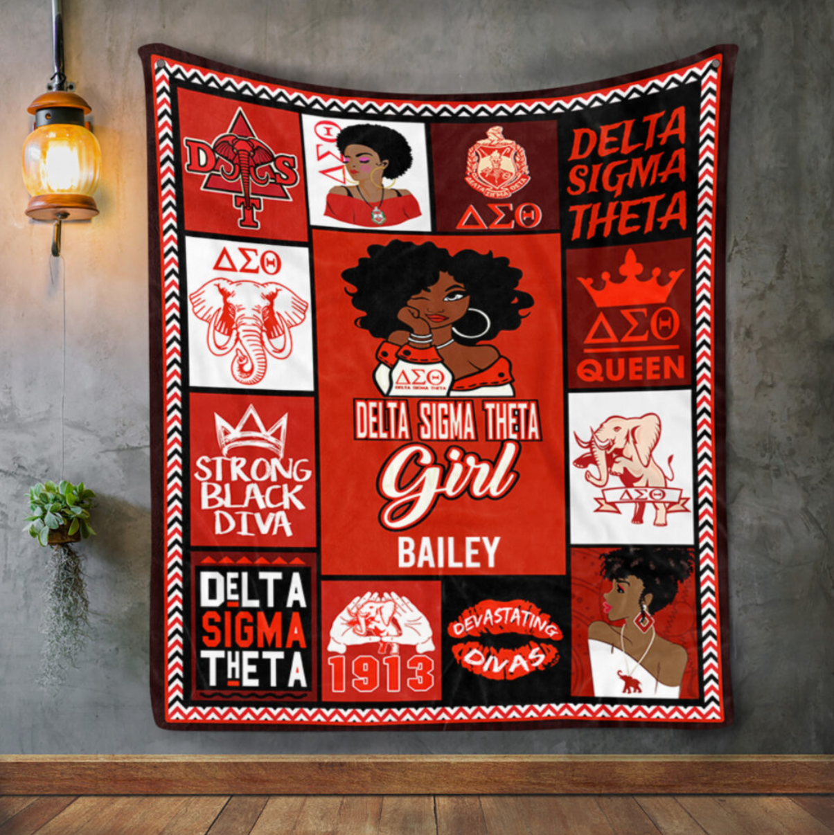 Personalized Delta Sigma Theta Girl Fleece Blanket – African American Girl Blanket